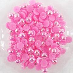 6mm Hot Pink Pearl Flatback Bead