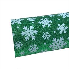 Green with Snowflakes Fine Glitter Sheet