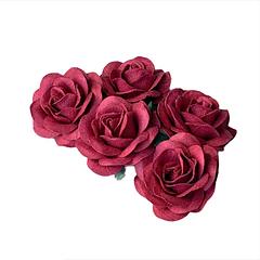 Ruby Red Mulberry Paper Flowers Trellis Rose 4cm