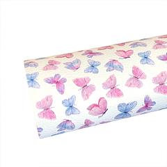 Pastel Pink and Blue Butterflies Litchi Faux Leather