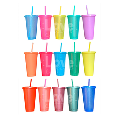 Single Colour Glitter Cups Set 24 oz