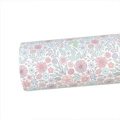 Minty Peachy Floral Doodles Litchi Sheet
